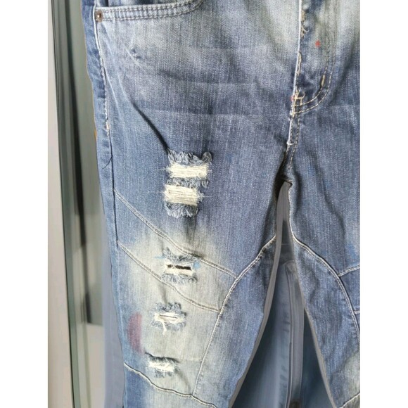 Lion Dynasty Women's Jeans Size 12 Slim Distressed Paint Made In Egypt Blue - Picture 6 of 14